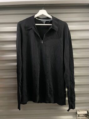 Ted Baker Black Top with Green and White Stripe Trim